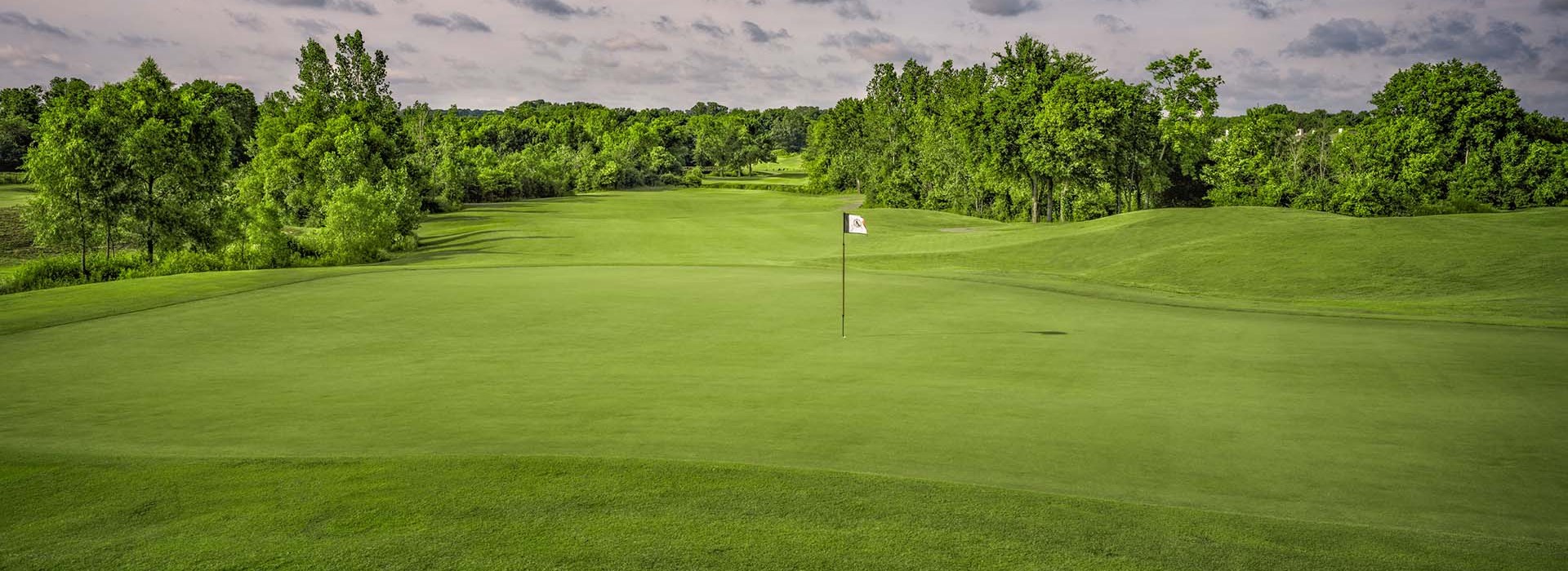 Golf green with flag